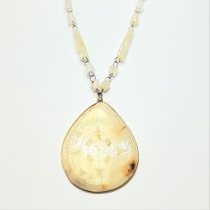 Alabaster or onyx gemstone carved necklace